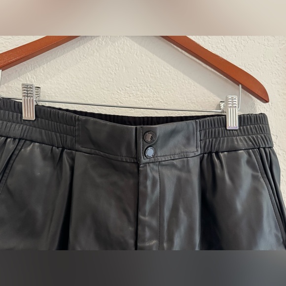 Karl Lagerfeld High Waist Faux Black Leather Shorts - Picture 3 of 6